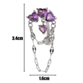 Silver stainless steel belly ring with purple heart zircon stones and chains 3.4x1.6cm - Silver - Purple Zirconia