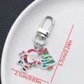 Christmas keychain with enamel Santa Claus and tree charms, size 5.7cm x 2.1cm - ER842-White K Enamel Tree Skating Lights Santa U-shaped Keychain