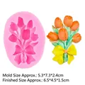 Pink silicone tulip flower bouquet mold for DIY candles and fondant crafts, model B61 - 3#B61 Pink Small Tulip Cluster