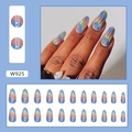 Rainbow holographic almond press-on nails set with aurora chrome and silver lines - Aurora Rainbow (Glue Version)