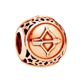 Rose gold zodiac charm bead with sagittarius archer relief and hollow stars - Sagittarius / Rose Gold