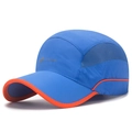 Atmungsaktives blau-orangefarbenes Outdoor-Sonnencap mit schnelltrocknendem Netzstoff - Verstellbar / Königsblau Rosaroter Rand