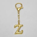 3D bubble letter Z keychain with polished 18k gold plating and lobster clasp - Letter Z