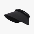 Cappello parasole nero a tesa larga per donna con ricamo bianco sulla fascia frontale - Regolabile / Nero