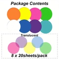 Note adesive tonde traslucide in 8 colori con 160 fogli totali per l'indicizzazione - Fluorescente 8 Colori / 41MM Rotondo