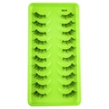 Detail of 10 pairs of YK316 false eyelashes with natural cross fibers in green tray - Sharp Tapered Style (YK316)