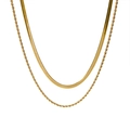 Vue détaillée de l'ensemble collier maille serpent et chaîne torsadée plaqué or 18k - Chaîne en os de serpent et chaîne en corde torsadée (TN3034) / Doré