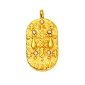 18K gold plated stainless steel Libra tarot pendant with hammer finish and zircon stones - Libra-Gold