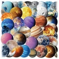 50 wasserfeste Planeten-Sticker mit realistischen Sonnensystem-Texturen und bunten Designs - Planeten-Serie Aufkleber