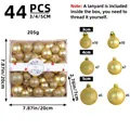 Golden 44pcs Christmas ball set with matte and glitter finishes in white gift box - 44 Pieces/Pack / Gold Style (Q3-26)