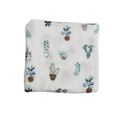 Couverture d'emmaillotage en mousseline de coton blanc avec motifs cactus et succulentes - Plante en pot