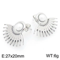 Orecchini a ventaglio in acciaio argento con perla bianca, dimensioni 27x20mm - Stile Ventaglio Grande Acciaio (KE114936-KFC)