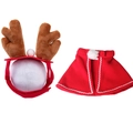 Costume de Noël pour animaux avec bandeau en bois de renne et cape en velours rouge - S / Serre-tête Cornes de Renne + Cape