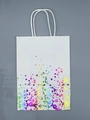 White paper gift bag with colorful gradient metallic heart dots and twisted handles - White Kraft / Bottom Dots / Rainbow Gold