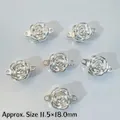 Silver rose shaped magnetic clasp for DIY jewelry, 11.5x18mm flower connector for bracelets - Rose Flower / Silver