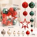 Set di palline di Natale colorate con stella rossa in varie finiture opache e lucide - Set Rosso/Verde 50Pz