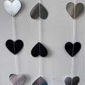 Silver and black heart-shaped glitter paper garland for birthday party decorations - Glitter Black and Mirror Silver Heart Garland