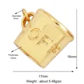 Golden creative coffee cup charm pendant with COFF lettering and a hanging loop - Gold-Coffee Cup COFF