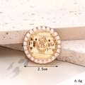 Macro detail of a 2.5cm gold anchor charm with inlaid pearls for clog shoe decoration - Anchor Pearl Circle Gold