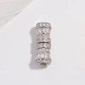 Close-up of S925 silver waist bead connector with pavé zircon settings for DIY necklaces - Type A: White Gold T-Square White Zirconia Screw Clasp