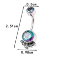 Polished G23 titanium navel ring with iridescent opal stones and curved barbell - Iridescent Zircon (T2541-5)