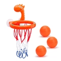 Orange giraffe suction cup basketball hoop with three small balls for kids' bath time fun - Orange Dinosaur - Bagged - With 3 Balls