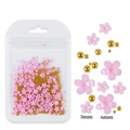 Fleurs en résine rose 3mm et 6mm avec perles dorées pour nail art et DIY créatif - Fleur Rose avec Perle Dorée