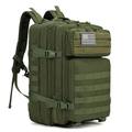 Army green tactical backpack in durable oxford cloth with US flag patch and MOLLE system - 45L / Army Green