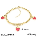 Double-layered 18K gold plated stainless steel anklet with red strawberry pendants - Multi-color Strawberry Style (KJ4505-ZG)