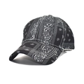 Fashion baseball cap featuring classic black and white paisley print with curved brim - M (56-58cm) / Black