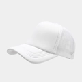 Side view of white mesh trucker hat with breathable foam crown and curved visor stitching - Adjustable / Pure White