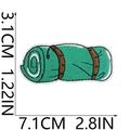 Macro detail of camping car embroidered patch with precise dimension measurement markings - Skooter Style