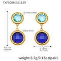 18k gold plated stainless steel drop earrings with faceted blue glass stones variant - Gold - Mixed Blue Stone (TXF508)
