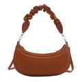 Sac à main marron en cuir PU avec anse froncée design croissant style français - Fauve