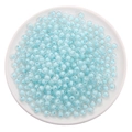 Perles en acrylique bleu clair dans un bol en céramique pour bijoux et colliers - Diamètre 8mm-30g/Paquet-Environ 110pcs / Perles rondes bleues transparentes