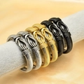 Knotted industrial style metal bracelets in silver, gold, and black steel finish - Retro Figure 8 Buckle Elastic Bracelet (12mm Width) / Black