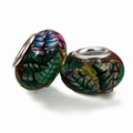 Kleurrijke glazen bedels voor armbanden met groene en paarse bladmotieven voor DIY - Blauwgroen Bloemen