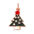 Rose gold Christmas tree pendant with green enamel and clear crystals for DIY jewelry - Rose Gold Christmas Tree M844355R