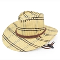 Cappello da cowboy in paglia a quadri estivi con sottogola regolabile per il sole - Taglia Unica 58cm / Quadri gialli