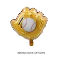 Inflatable baseball glove foil balloon in yellow and white, size 54x50cm for sports decor - Baseball Glove