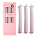 Three pink heatless hair curlers standing next to a branded packaging box - 3 Pieces Boxed / Apricot