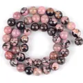 Natural pink and black rhodonite stone beads for DIY jewelry making and necklaces - Rhodonite / 4mm/1 Piece Approximately 90 Pieces/10g