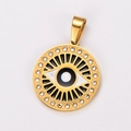 18k vergulde ronde boze oog hanger met schitterende zirkonia en emaille afwerking voor dames - Klassieke Zwart-Wit Emaille Ronde Stijl (Style 2)