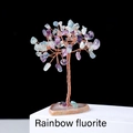 Handmade rainbow fluorite crystal tree with copper wire on a polished stone base - Rainbow Fluorite (Agate Base)