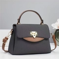 Grand sac cabas bicolore minimaliste avec boucle dorée et bandoulière amovible - Noir