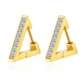 Macro shot of 18K gold triangle earrings with square-cut sparkling cubic zirconia - Triangle Rhinestone (Gold)