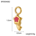 Golden stainless steel star pendant with red enamel inlay and tail design for DIY jewelry - Red Shooting Star (BP00046B2)