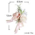Pink and white artificial rose wedding boutonniere with a satin bow and gold glitter accents - Pink Champagne Small Rose Boutonniere / 6.5x12cm