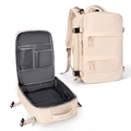 Large beige travel backpack with multi-compartment interior and flat-lay structure - Horizontal Double Zipper / Beige