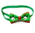 Christmas pet bowtie with reindeer print, green and red festive ribbon for small dogs - 1*(20-36)CM / Reindeer Print Gold Trim Green Ribbon (VN094-5)